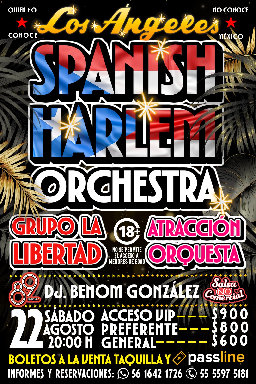 Sábado 22 agosto 2026 Spanish Harlem
