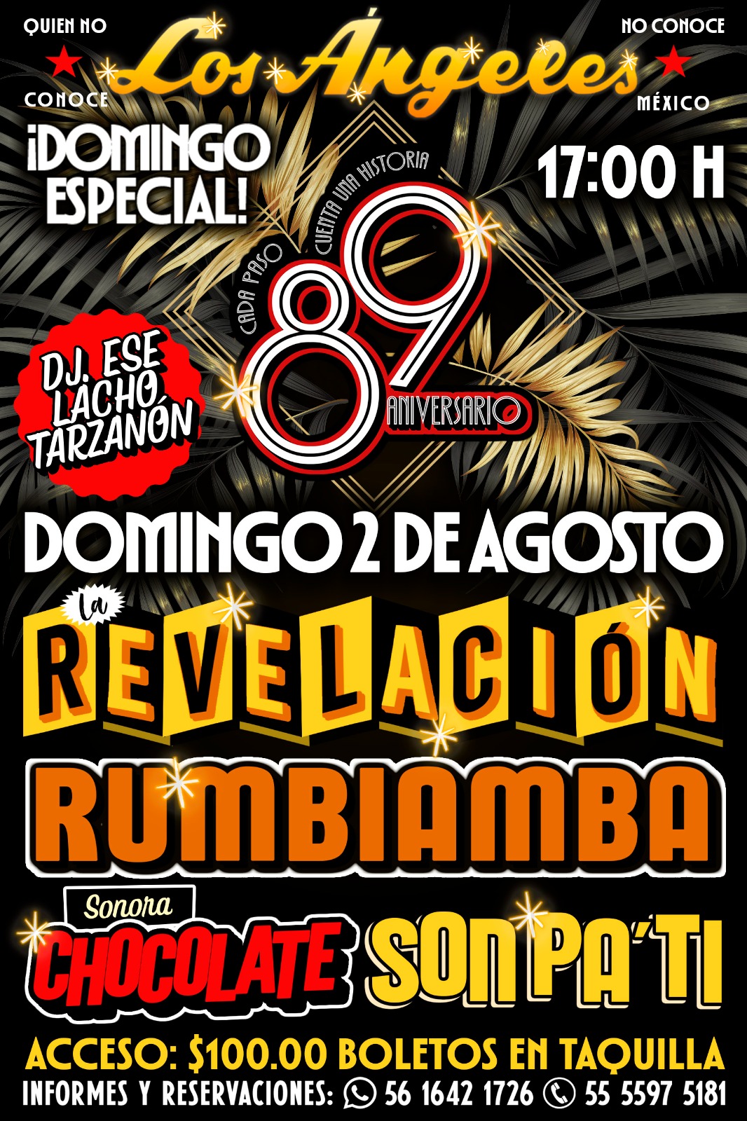 Domingo 02 agosto 2026 aniversario 89 Salón Los Angeles