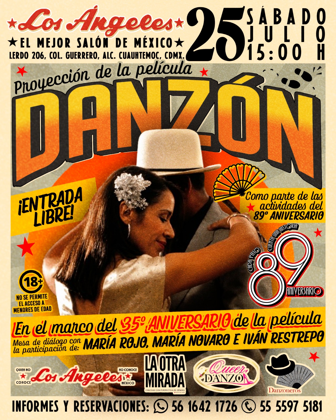 Proyección de Película Danzón Sábado 25 julio 2026